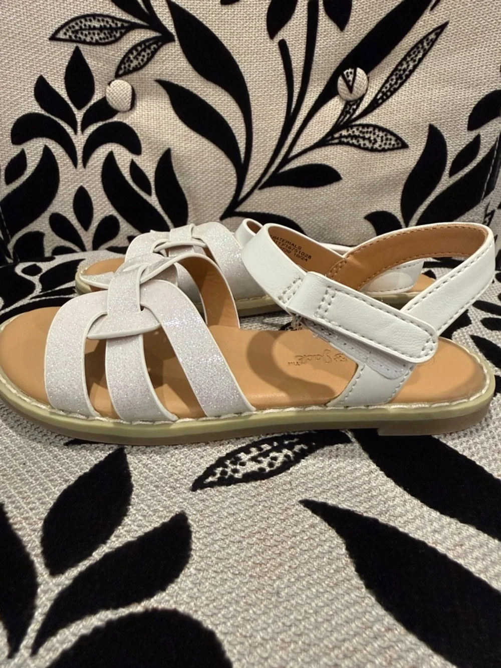 Cat & Jack White Glitter Bow-Style Girls' Sandals